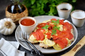 Запечённое мясо с овощами в пергаменте